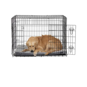 Baxter Bone - Faux Fur Plush Removable Cover Crate Mat - Grey - petservo