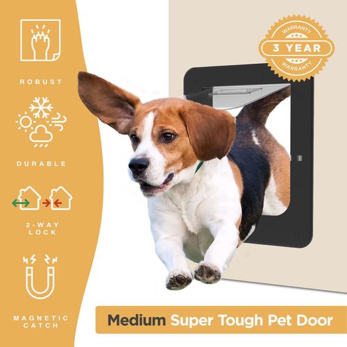 Hakuna Pets - Super Tough Pet Door - Medium - Black