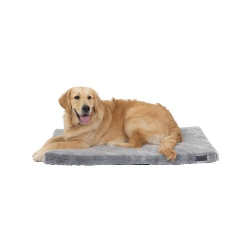 Baxter Bone - Faux Fur Plush Removable Cover Crate Mat - Grey Small - petservo