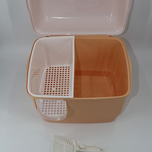 YES4PETS - XL Portable Hooded Cat Toilet Litter Box Tray House with Handle and Scoop Brown