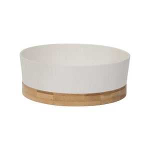 Baxter Bone - Two Tone Melamine Bamboo Pet Bowl White Medium - petservo