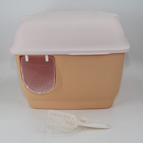 YES4PETS - XL Portable Hooded Cat Toilet Litter Box Tray House with Handle and Scoop Brown