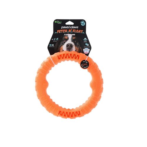 Paws and Claws - Fetch N' Play Tugger Pet Dog Ring L 24cm - Orange - 2PK