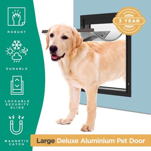 Hakuna Pets - Deluxe Aluminium Pet Door - Large - Black