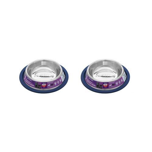 Paws and Claws - Stainless Steel Pet Bowl Blue Anti-Skid 180Ml - 2x