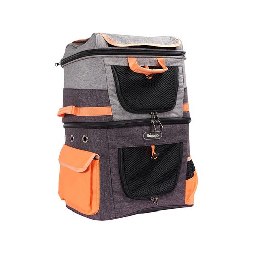 Ibiyaya - Double-Decker Two-tier Pet Backpack for Cats & Small Dogs