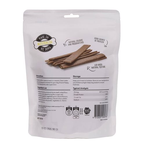 Happy Tails - 500g Lamb & Vegetable Straps Dog Treats - petservo