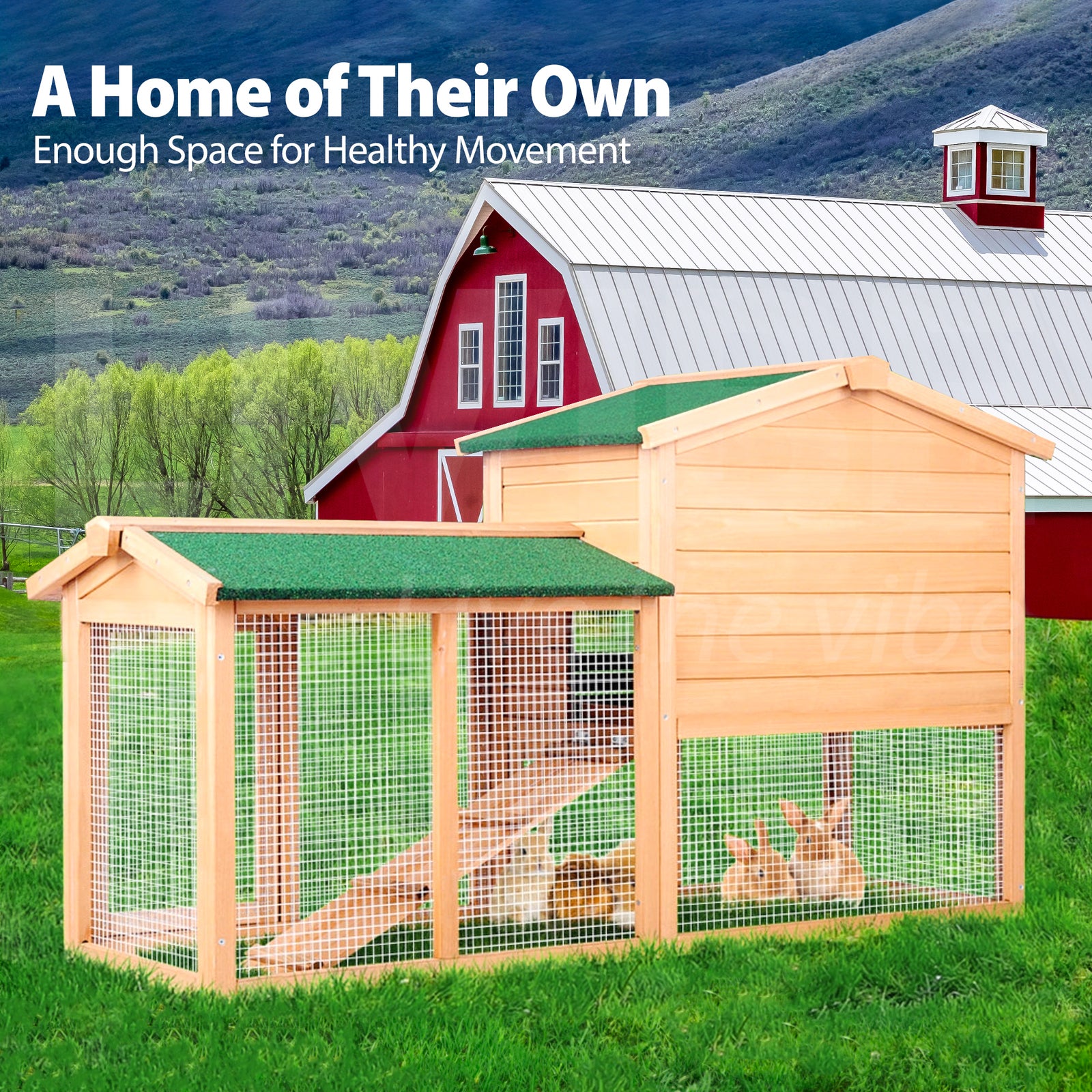 TOPET - Wooden Chicken Coop Rabbit Hutch Large House Run Outdoor Farm Pet Cage - Petservo