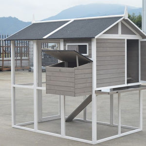 YES4PETS Grey XL Chicken Coop Rabbit Guinea Pig Hutch House_PetServo