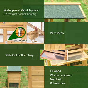 TOPET - Wooden Chicken Coop Rabbit Hutch Large House Run Outdoor Farm Pet Cage - Petservo