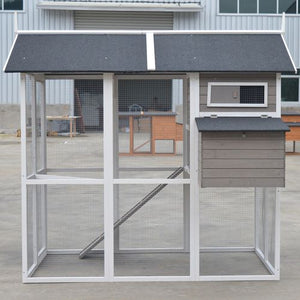 YES4PETS Grey XL Chicken Coop Rabbit Guinea Pig Hutch House_PetServo-2