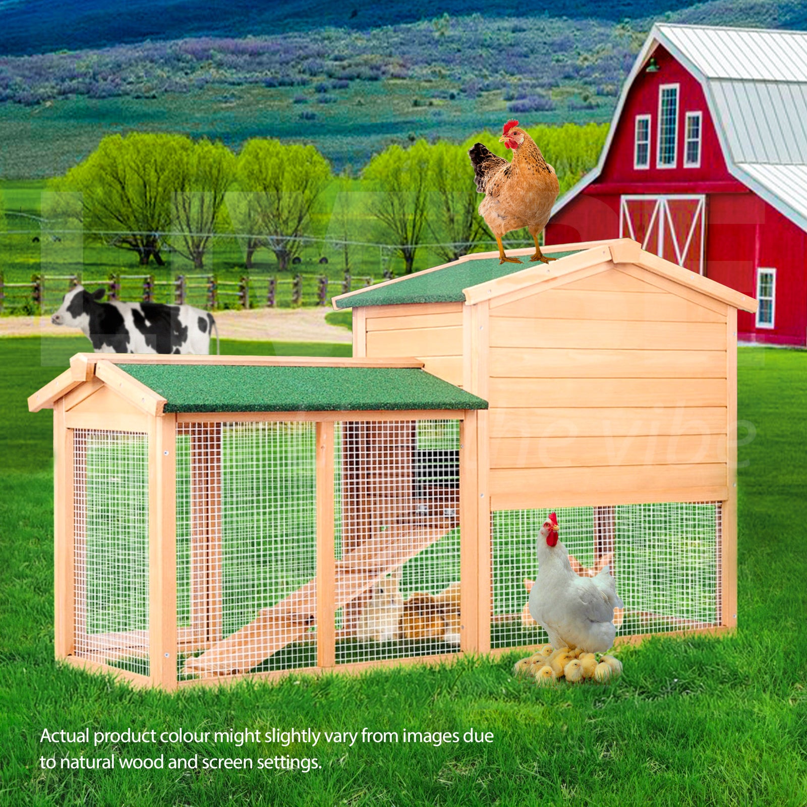 TOPET - Wooden Chicken Coop Rabbit Hutch Large House Run Outdoor Farm Pet Cage - Petservo