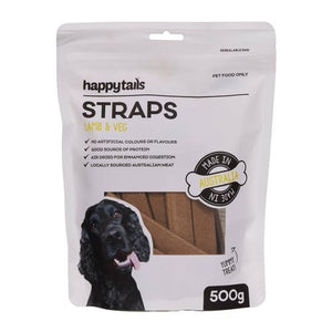 Happy Tails - 500g Lamb & Vegetable Straps Dog Treats - petservo