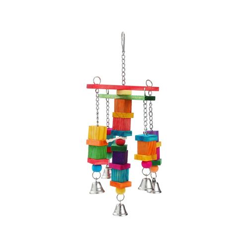 Paws And Claws Parrot Large Wood + Rope Toy W/ Bell 35X15Cm