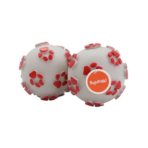 Paws and Claws -  Paw Print Ball Vinyl 10cm Assorted - 2PK