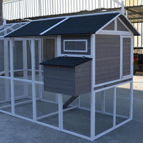 Shop YES4PETS - Grey XXL Chicken Coop Rabbit Hutch Hen Cat House_PetServo