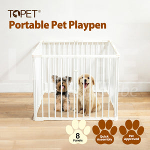 TOPET - Portable 8 Panel Pet Dog Playpen Puppy Exercise Cage Play Pen Fence - Petservo