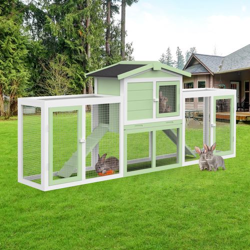 Advwin - Rabbit Hutch Chicken Coop 203x45x86cm - Green