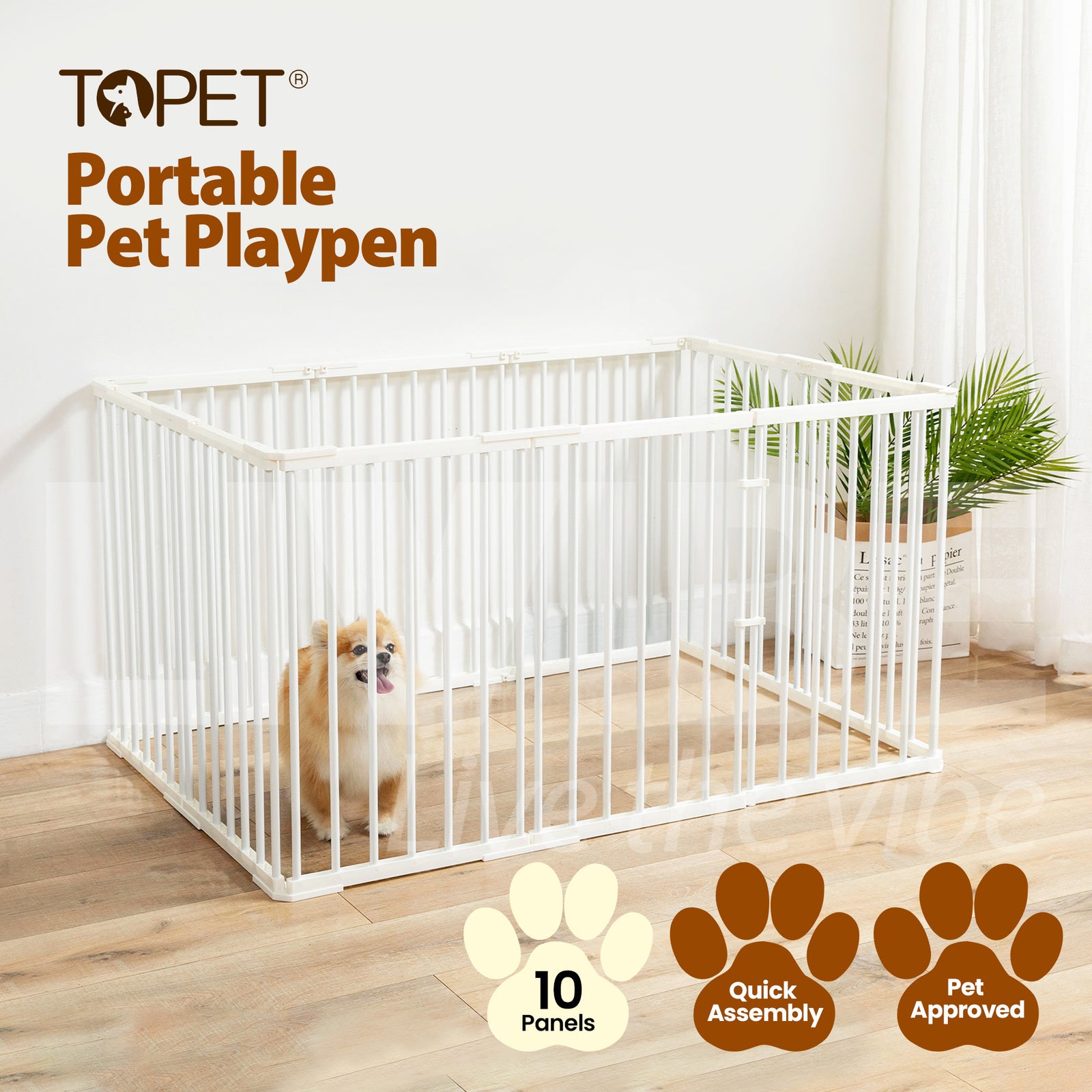 TOPET - Portable 8 Panel Pet Dog Playpen Puppy Exercise Cage Play Pen Fence - Petservo