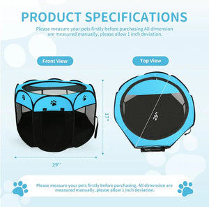 Advwin - Portable Pet Playpen Dog Cat Play Tent Blue - petservo