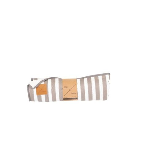 Mog & Bone - Designer Fleece Blanket Latte Hamptons Stripe