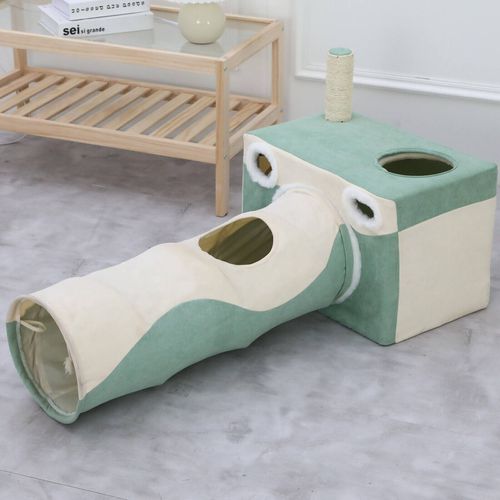 Furbulous - Cat Tunnel with Hideaway Box and Scratching Post - Camera Shape