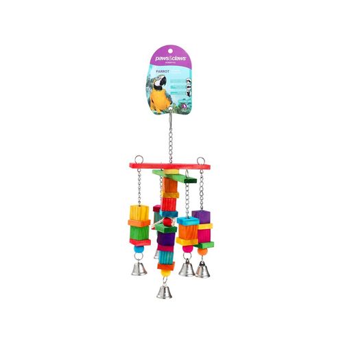 Paws And Claws Parrot Large Wood + Rope Toy W/ Bell 35X15Cm