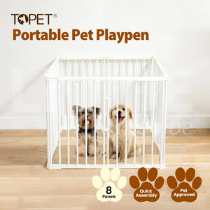 TOPET - Dog Playpen Fence Enclosure 8 Panel Pet Playpen Fold Exercise Cat Rabbit Cage Crate Pen - Petservo