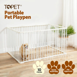 TOPET - Dog Playpen Fence Enclosure 8 Panel Pet Playpen Fold Exercise Cat Rabbit Cage Crate Pen - Petservo