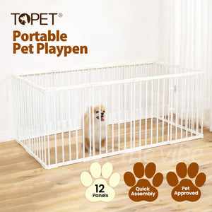 TOPET - Dog Playpen Fence Enclosure 8 Panel Pet Playpen Fold Exercise Cat Rabbit Cage Crate Pen - Petservo