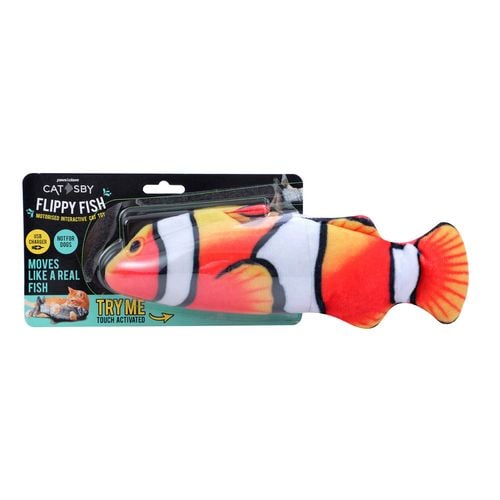 Paws & Claws - 28.5 x 8cm Assorted Catsby Flippy Fish Cat Toy - petservo