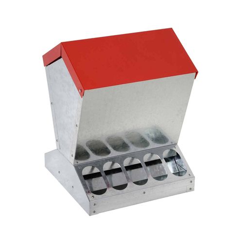 Rooster Farms - 10kg Automatic Chook Chicken Feeder Poultry Auto Trough Galvanised Metal Feeders