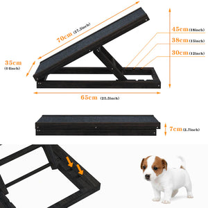 Advwin - Pet Ramp Dog Stairs Adjustable Ladder Black - petservo