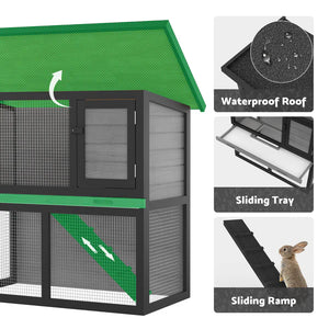 Advwin - Rabbit Hutch 2 storey Wooden Pet Cage - Petservo