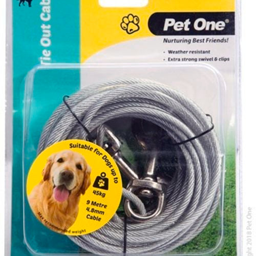 Pet One - Tie Out Cable - 9 Meters - Dogs Up To 45kg