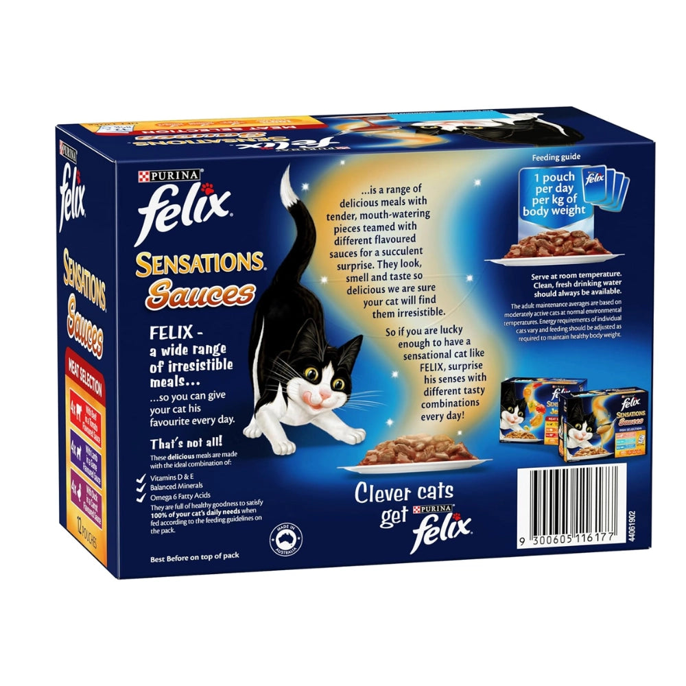 FELIX - Sensations Adult Wet Cat Food Meat Selection Sauces 60X85g - PetServo-2