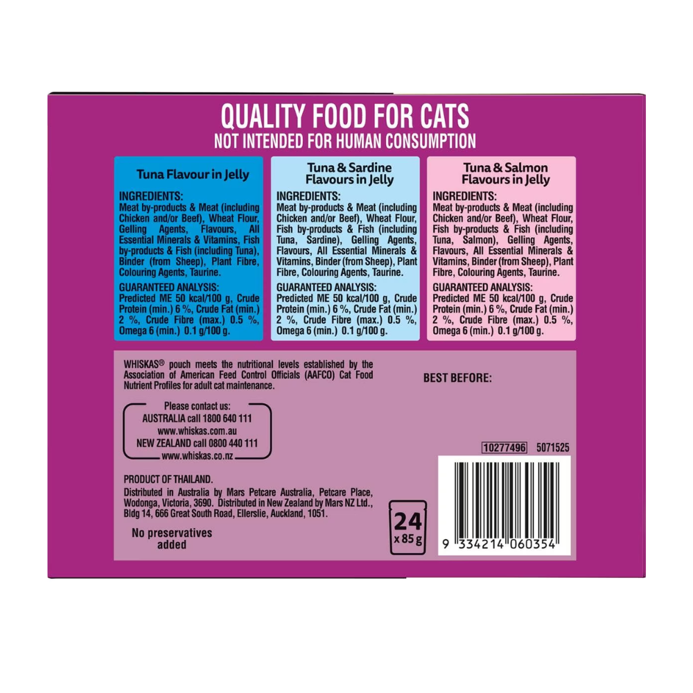 Whiskas - Tuna Flavour Favourites In Jelly 85g X24 Pack - Petservo