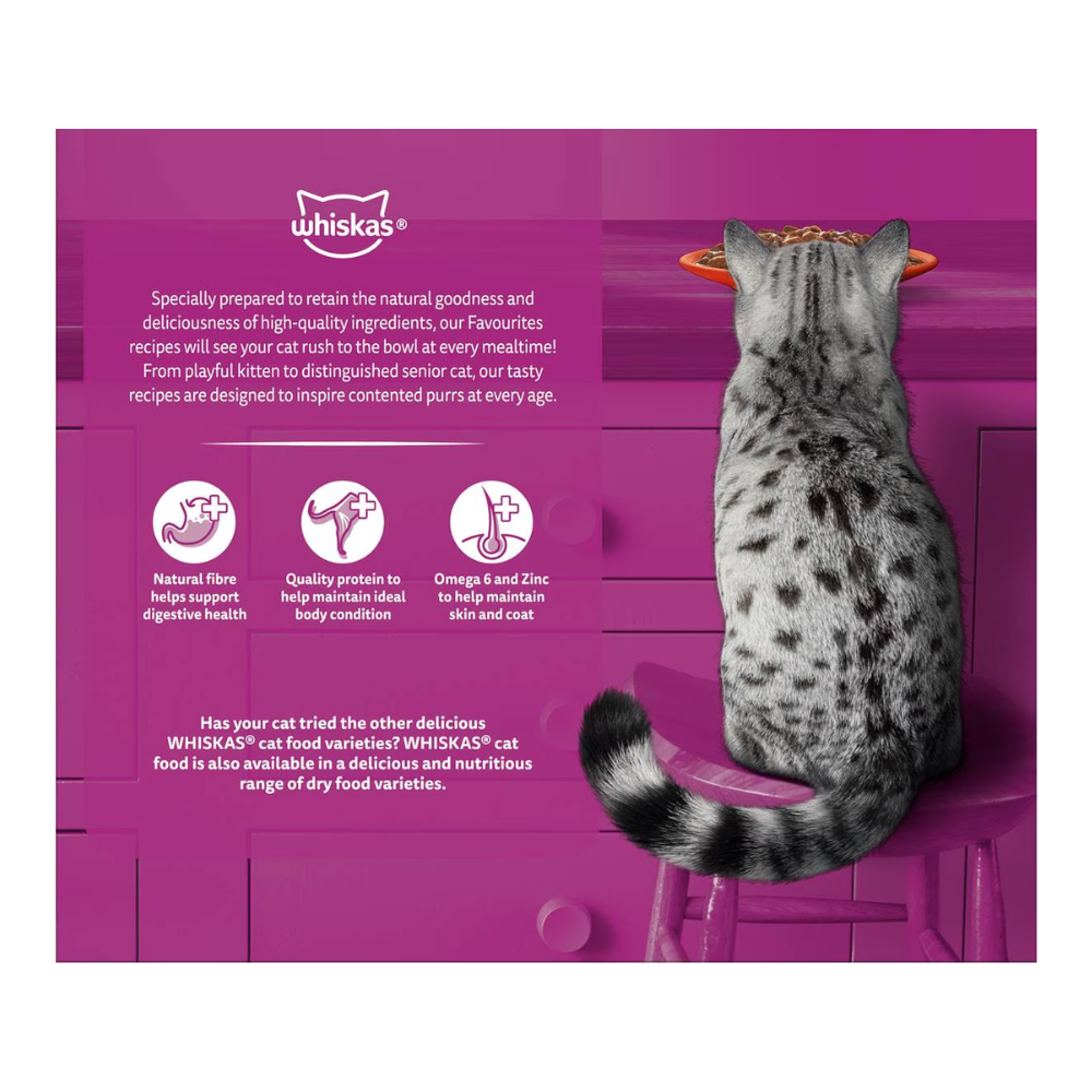 Whiskas - 1+ Years Wet Cat Food Favourites Beef In Gravy Pouch 85g X12 Pack - Petservo