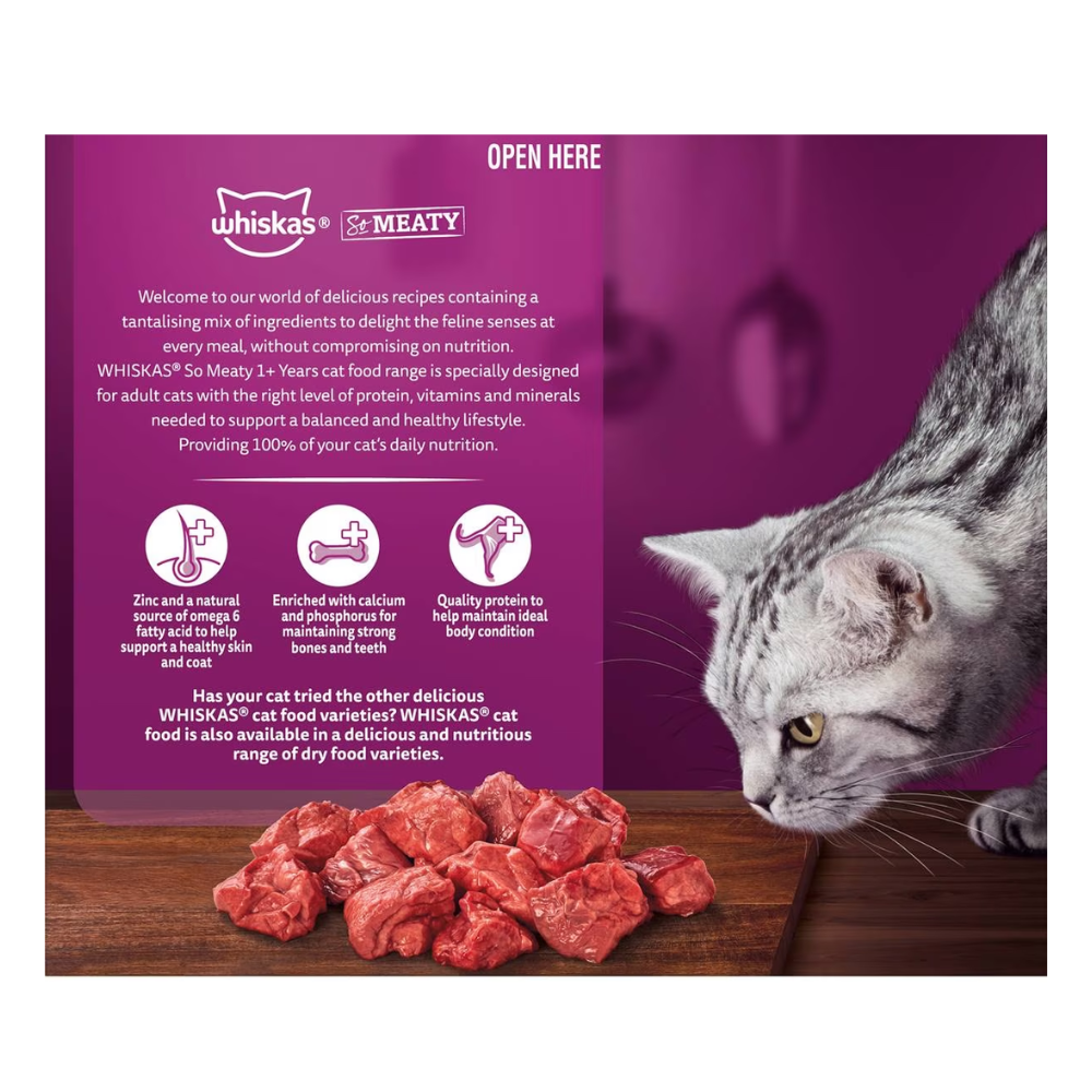 Whiskas - 1+ Years So Meaty Wet Cat Food With Meat Cuts In Gravy 85g X 12 Pack - Petservo