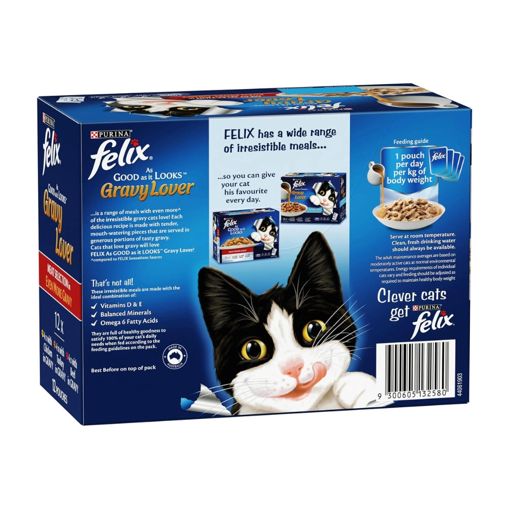 FELIX_Adult Wet Cat Food Gravy Lover Meat Selection 60x85g - PetServo-1