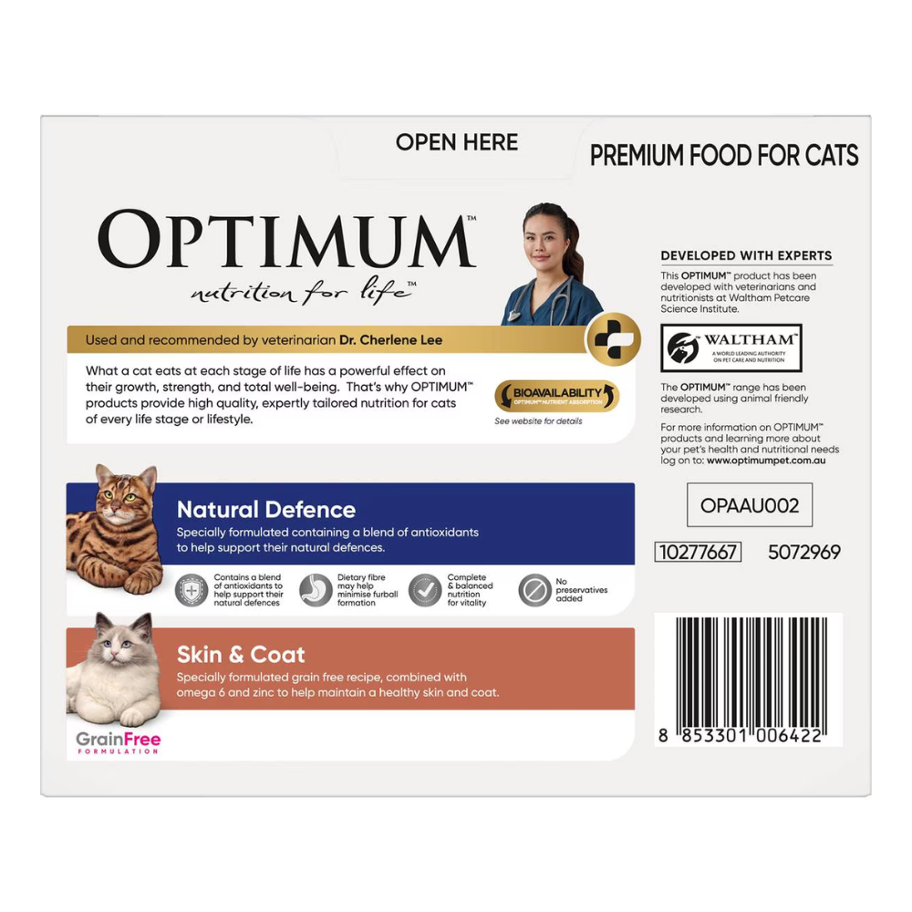 Optimum - Wet Cat Food 6 Natural Defences & 6 Skin & Coat 85g X 12 Pack - Petservo