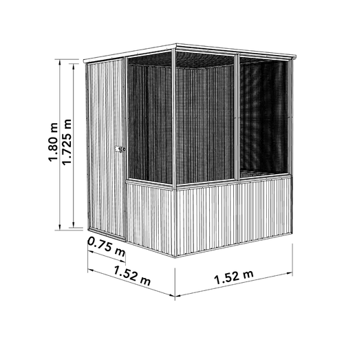 Absco Sheds - Zincalume Full Door Flat Roof Chicken Coop - 1.52 x 1.48 x 1.8m