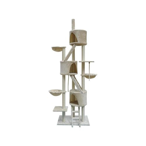 YES4PETS - 244 cm XL Multi Level Cat Scratching Post Tree Scratcher Pole- Beige