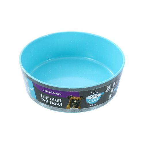 Paws and Claws - 20.5cm/1.5L Tuff Stuff Pet Bowl Large - Aqua - 2PK