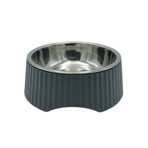 Baxter Bone - Melamine Ribbed Pet Bowl - Small Charcoal - Petservo