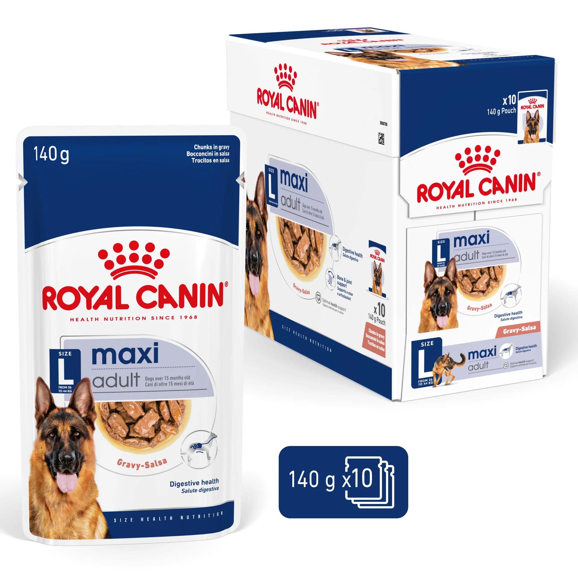 Royal Canin - Maxi Adult Wet Dog Food Pouches 140g x 10 - Petservo