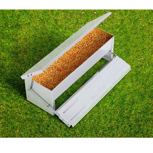 Rooster Farms - 11L Automatic Chook Chicken Feeder Poultry Auto Treadle Aluminium Metal Feeders