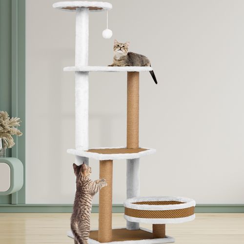 Advwin - 118cm Cat Tree Rattan Scratching Post - petservo