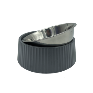 Baxter Bone - Melamine Ribbed Pet Bowl - Medium Charcoal - Petservo