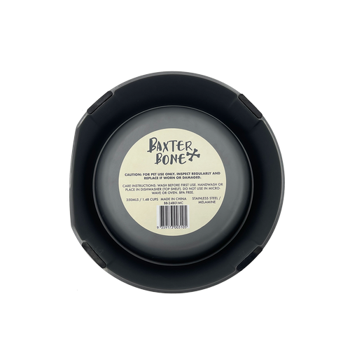 Baxter Bone - Melamine Ribbed Pet Bowl - Medium Charcoal - Petservo